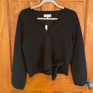Madewell Texture & Thread Black Crepe Wrap Long Sleeve